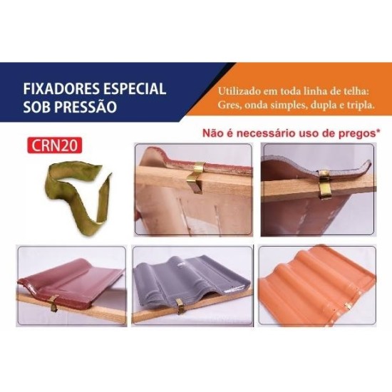 Fixador Sob Pressão Para Telhas De Barro CRN20 – 100 Peças