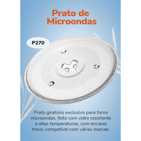 Prato Para Micro-ondas Médio 27cm Encaixe Trevo