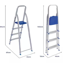 Escada De Alumínio Leve Dobrável Doméstica Tesoura 4 Degraus