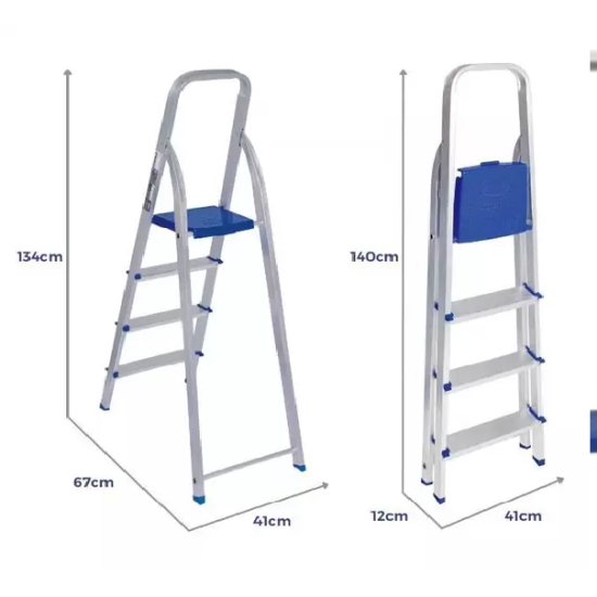 Escada De Alumínio Leve Dobrável Doméstica Tesoura 4 Degraus