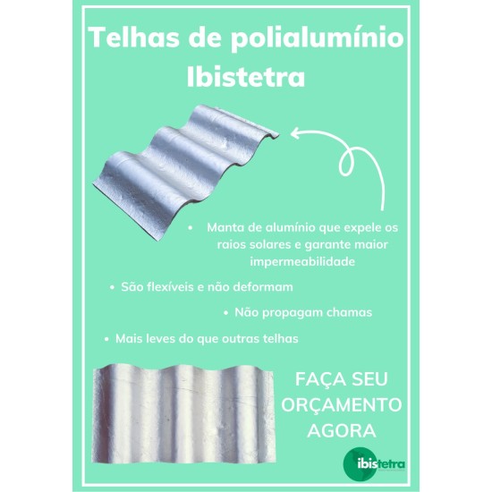 Telha Ecológica Termoacustica de Polialumínio - 2,15m x 0,95m