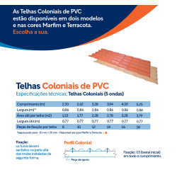 Telha Pvc Colonial Ecológica - 5,25 m X 0,86 m