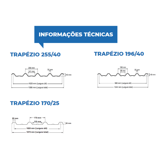 Telha Translúcida Polipropileno Trapézio 6,0 x 1,07 m - Perfil 170/25